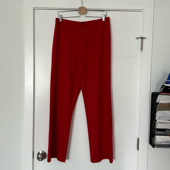 ST JOHN Wool Blend Wide Leg Red Trouser Pant Large - Picture 3 of 7